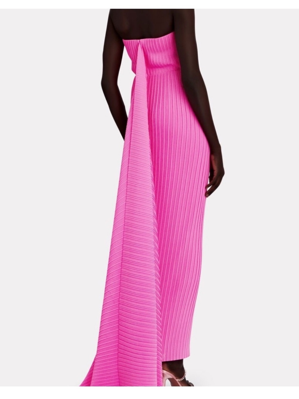 Solace London Harlee Pleated Chiffon Maxi Dress In Hot Pink - Picture 2 of 5
